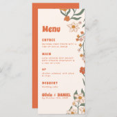 Menu Super Floral Vintage Mariage rétro (Devant / Derrière)
