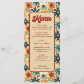 Menu Super Retro les années 70 Floral Mariage (Devant)
