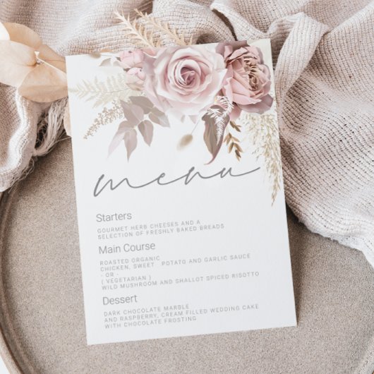 Menu Superbe Mariage floral Blush