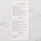 Menu sur mesure pour Restaurant de fruits de mer (Dos)