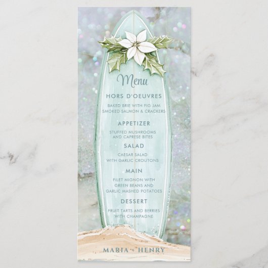 Menu Surf de Noël | Parties scintillant de plage d'hive (Devant)