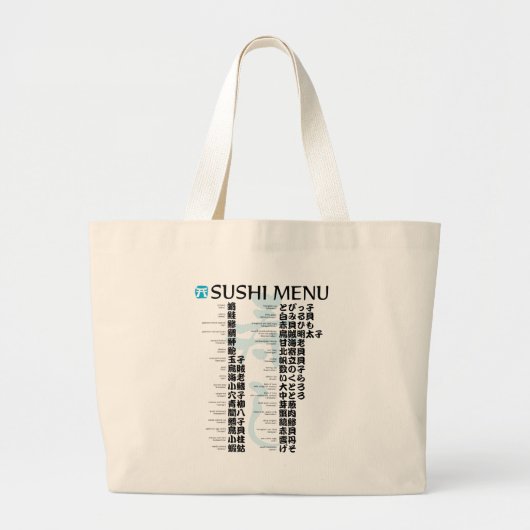 Menu Sushi — Jpanese Grote Tote Bag (Voorkant)