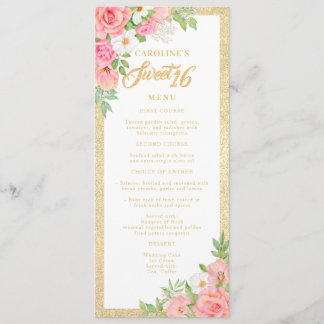 Menu Sweet 16 Floral Élégant Rose Tulip rose Floral