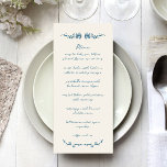 Menu Sweet Whimsical manuscrit Mariage illustré<br><div class="desc">Menu de Mariage illustré à la main doux en Whimsical</div>