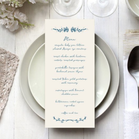 Menu Sweet Whimsical manuscrit Mariage illustré
