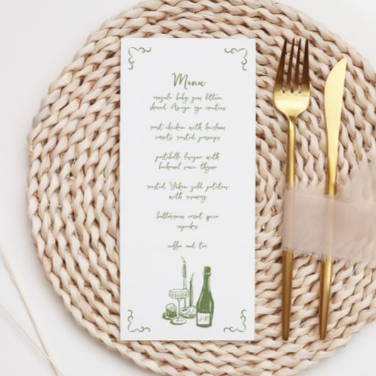 Menu Sweet Whimsical manuscrit Mariage illustré