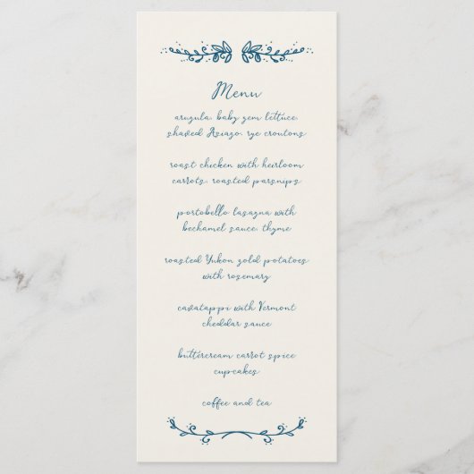 Menu Sweet Whimsical manuscrit Mariage illustré (Devant)