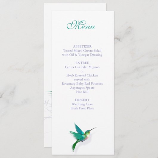 Menu Swirl de colibri (Devant / Derrière)