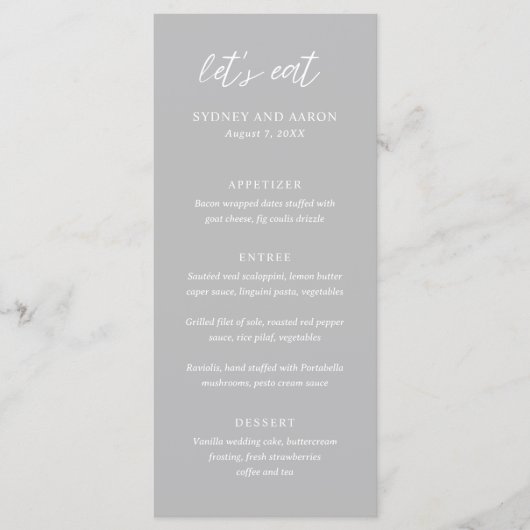 Menu Sydney Grey Mariage moderne (Devant)