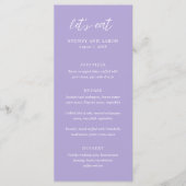 Menu Sydney Lavender Mariage moderne (Devant)