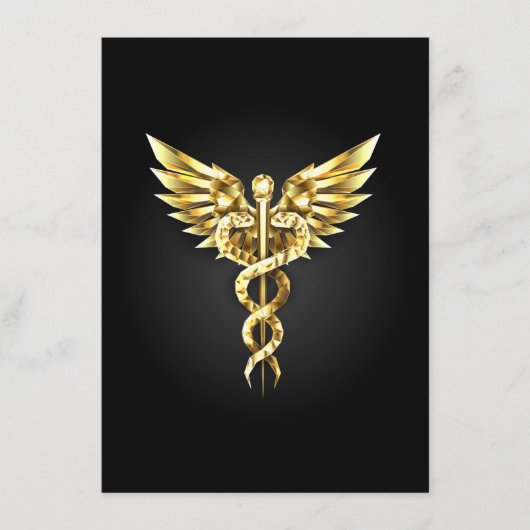 Menu Symbole caducee polygonale en or (Devant)