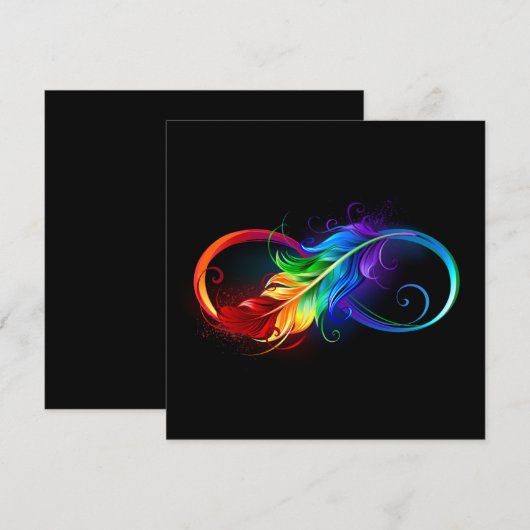 Menu Symbole d'infini avec plume arc-en-ciel (Devant / Derrière)