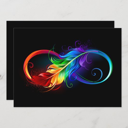 Menu Symbole d'infini avec plume arc-en-ciel (Devant / Derrière)