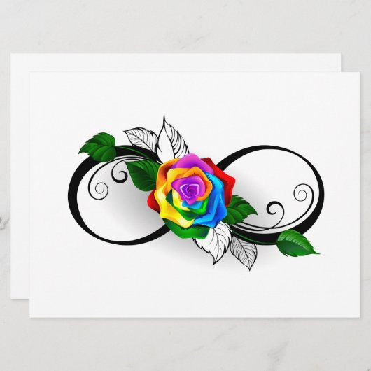 Menu Symbole d'infini avec Rose arc-en-ciel (Devant / Derrière)
