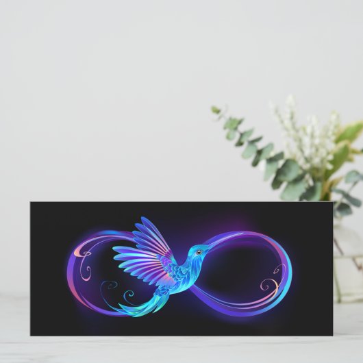 Menu Symbole d'infini néon avec colibri brillant (Debout devant)