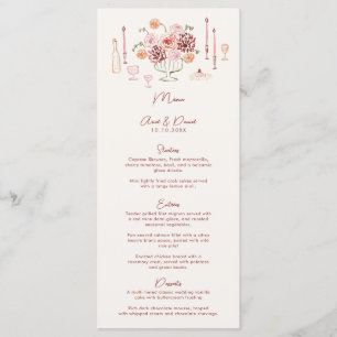 Menu Table de mariage burgundy fantaisiste dessinée à l