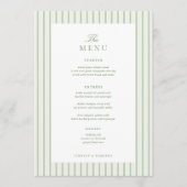 Menu Table de mariage classique rayée verte 5x7" (Devant)