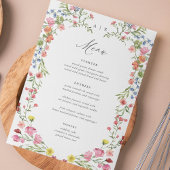 Menu Table de Mariage de Fleur sauvage de Jardin Whimsi