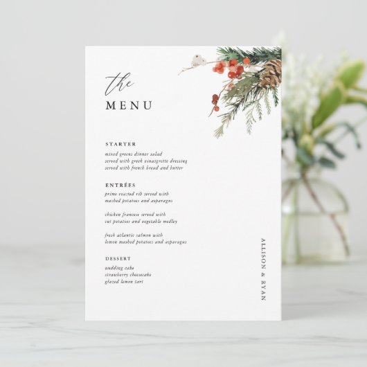 Menu Table de mariage d'hiver 5x7" (Debout devant)