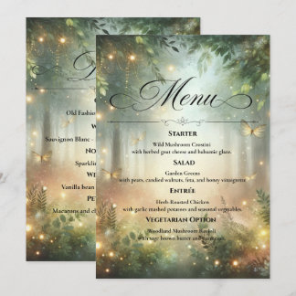 Menu Table de mariage Magie de la prairie de la forêt m