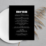 Menu Table de Mariage noir gras moderne<br><div class="desc">Ce design fait partie d'une collection - s'il vous plaît contactez-moi si vous avez besoin d'autre papeterie Ce design moderne est minimaliste, mais ludique, avec un placement parfait de texte noir et blanc, ce qui donne un look propre et ordonné. Ce design est personnalisable à d'autres couleurs et fait partie...</div>