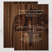 Menu Table Mariage campagnard en bois foncé (Devant / Derrière)