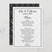 Menu Table Mariage damassé noir et blanc (Devant / Derrière)