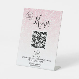 *~* Menu Table Tent Glitter tabletop Pedestal Sign Reclamebord Met Voetstuk
