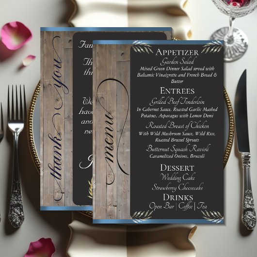Menu Tableau en ardoise sur bois, monogramme et merci -