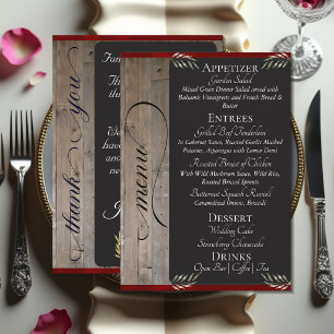 Menu Tableau en Ardoise sur Bois, Monogramme et Merci -