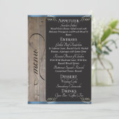 Menu Tableau en ardoise sur bois, monogramme et merci - (Debout devant)