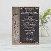 Menu Tableau en bois, monogramme et merci - pêche (Debout devant)