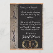 Menu Tableau en bois, monogramme et merci - pêche (Dos)