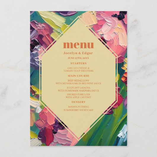 Menu Tableau Mariage Art Déco super (Devant)