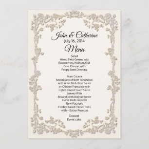 Menu Tableau Mariage floral ivoire