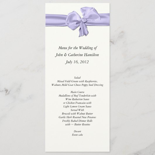 Menu Tableau Mariage mince personnalisé (Devant)