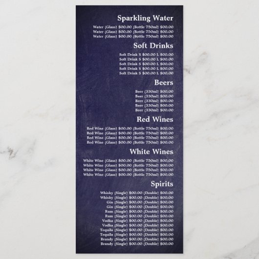 Menu Tableau Moderne Ardoise, Restaurant Slimline (Dos)