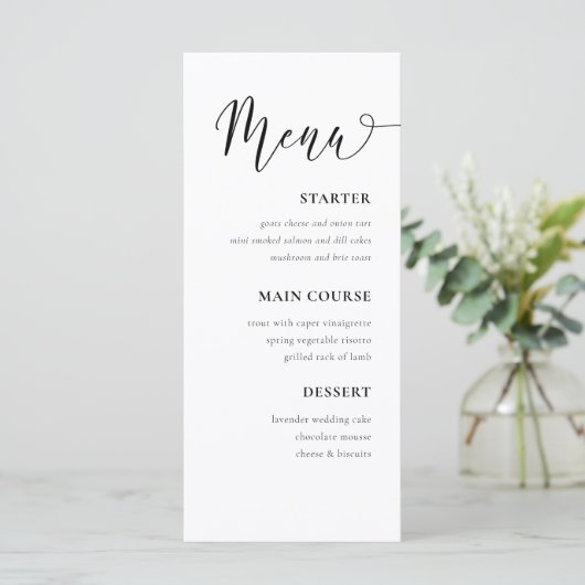 Menu Tableau noir et blanc simple (Debout devant)