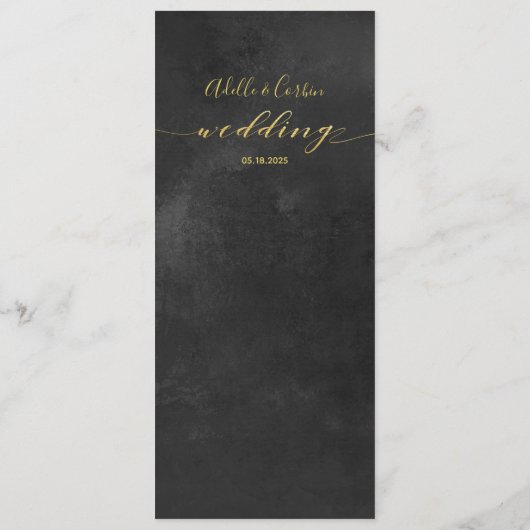 Menu Tableau noir et Mariage de calligraphie or (Dos)