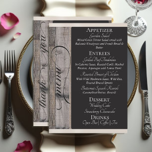 Menu Tableau noir sur bois, Cœur et Merci - Crème