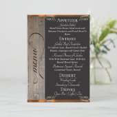 Menu Tableau sur bois, monogramme et merci - cuivre (Debout devant)