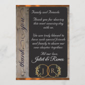 Menu Tableau sur bois, monogramme et merci - cuivre (Dos)