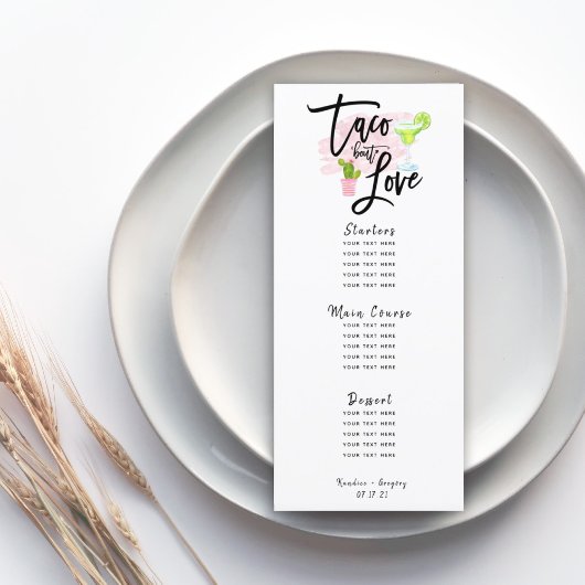 Menu Taco Bout Love Mariage