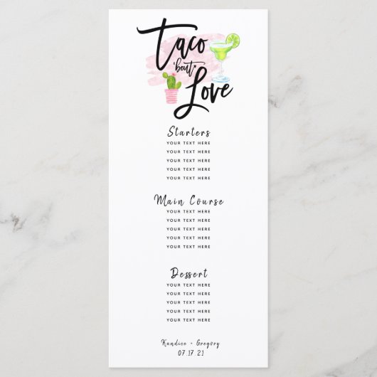 Menu Taco Bout Love Mariage (Devant)
