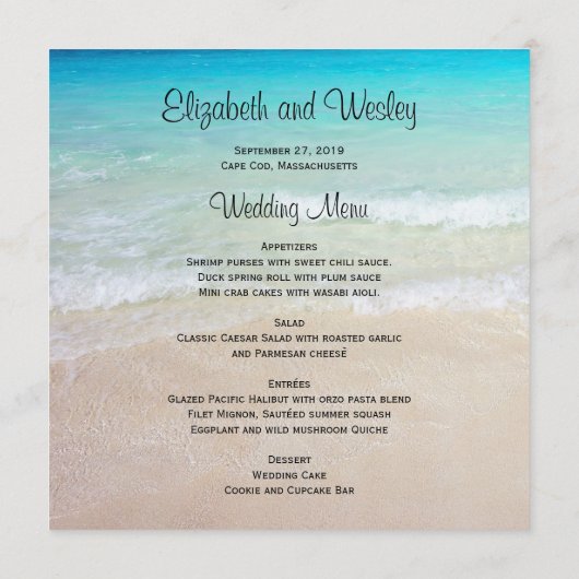 Menu Tafelnaam Sand Dollar (Achterkant)