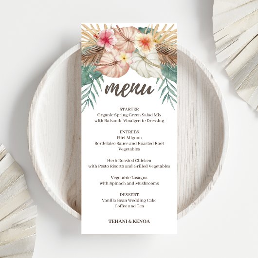 Menu Tahiti | Tropical Island Floral Mariage
