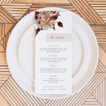 Menu TALIA Bohemian Terracotta Blush Floral Automne<br><div class="desc">Ce menu est composé de fleurs bohème et bordeaux,  associées à une police manuscrite en terre cuite. Ce menu boho est l'ajout parfait à votre événement de jardin de printemps,  d'été ou d'automne.</div>