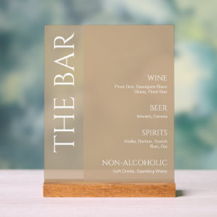Menu Tan Neutre Deux Tons Mariage Bar