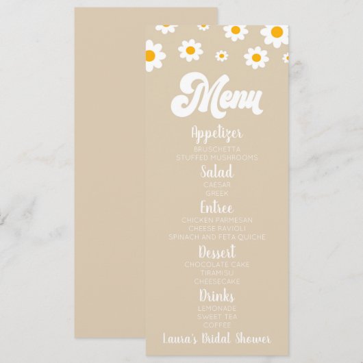 Menu Tan Retro Fête des mariées Fleur (Devant / Derrière)