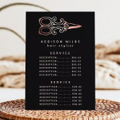 Menu Tarif de service de salon de ciseaux en or rose vi